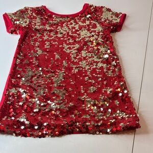 Wonder Nation Sparkling Red Gold Sequins Girl’s Dress Lined XS 4/5 New